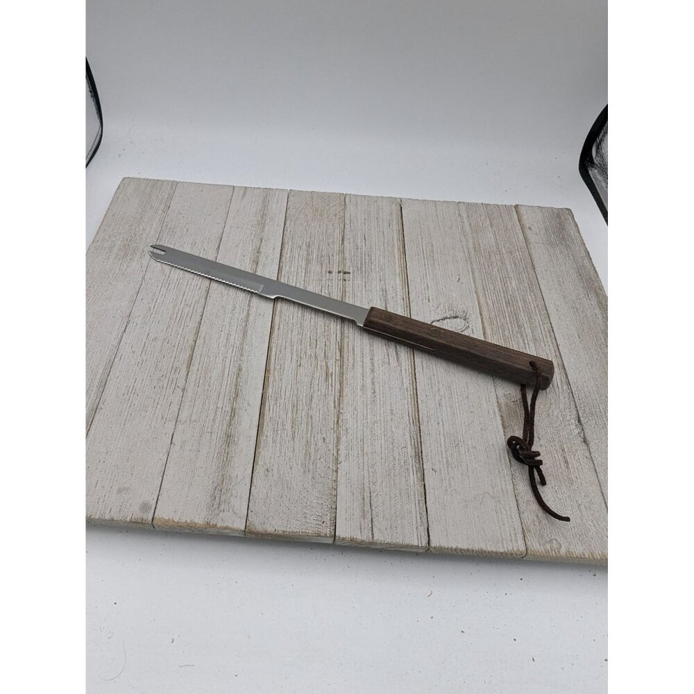 Utility All Purpose Carving Slicing Knife Serrated 2 Prongs 7" Blade Japan 12"